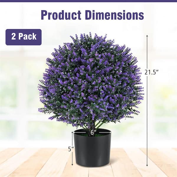 HONEY JOY 2-Pack Artificial Lavender Topiary Ball Tree Faux Shrub Bushes  with Flowers TOPBCS0345 - The Home Depot