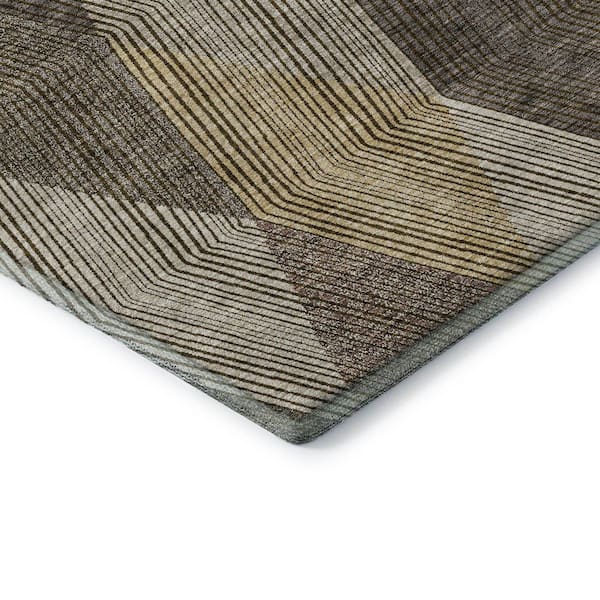Mayfield Premium Machine Washable Abstract AMF962 Brown 2 ft. 3 in. x 7 ft. 6 in. Runner Rug