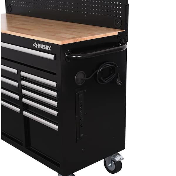 Husky Modular Tool Storage 72 in. W Black Mobile Workbench Cabinet