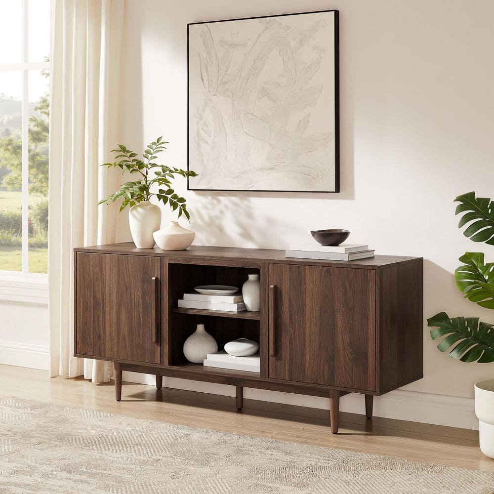 CROSLEY FURNITURE Liam Walnut TV Stand Fits TV's up to 65 in