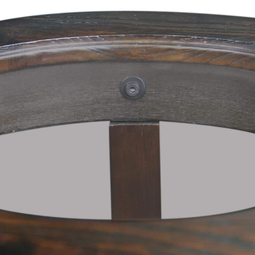 Chocolate Oak Round Side Table with Glass Top