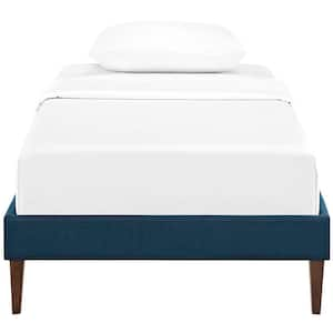 Tessie Azure Fabric Twin Bed Frame with Squared Tapered Legs