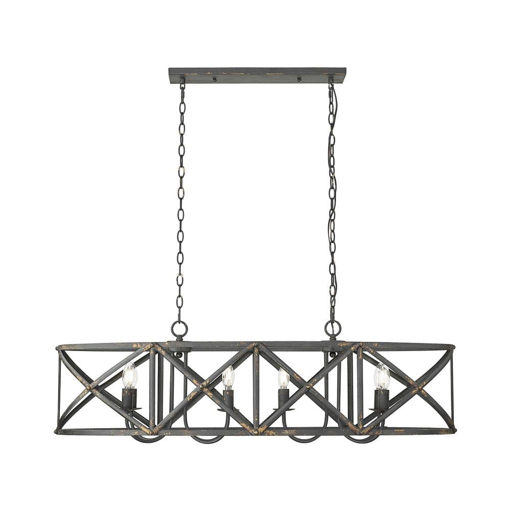 Alcott 480-Watt 8 Light Antique Black Iron Linear Pendant Light with No Shade, No Bulbs Included price history on PriceWatchPro