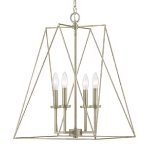 Ferncroft 4-Light Silver Ridge Pendant with Antique Nickel Accents