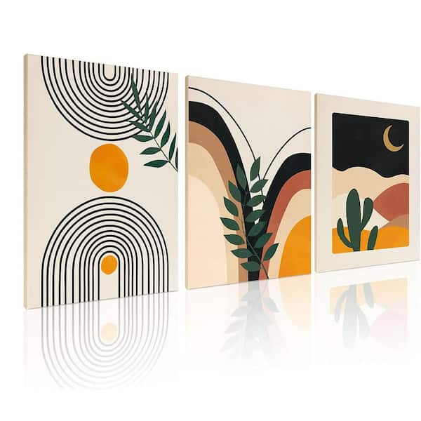 Unbranded 3-Piece 15.75 in. x 11.81 in. Framed Boho Wall Art Set, Minimalist Neutral Abstract Canvas for Office and Home Decor