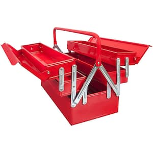 17.7 in. L x 7.9 in. W x 8.2 in. H, Steel Foldable Portable Tool Box with 5 Tool Trays