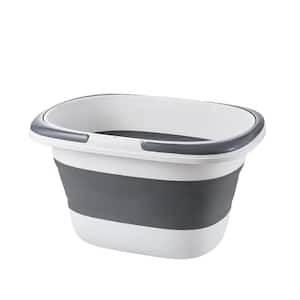 4.2 Gal. Gray Foldable Plastic Bucket with Portable Handle for House Cleaning, Camping, Fishing
