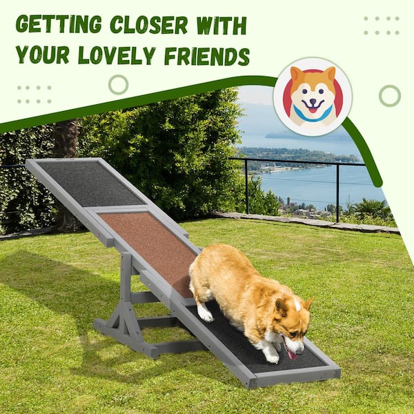 PawHut 71 in. W x 12 in. D x 12 in. H, Wooden Dog Agility SeeSaw
