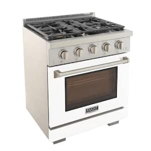 Professional 30 in. 4.2 cu. ft. 4 Burners Freestanding Natural Gas Range in White with Convention Oven