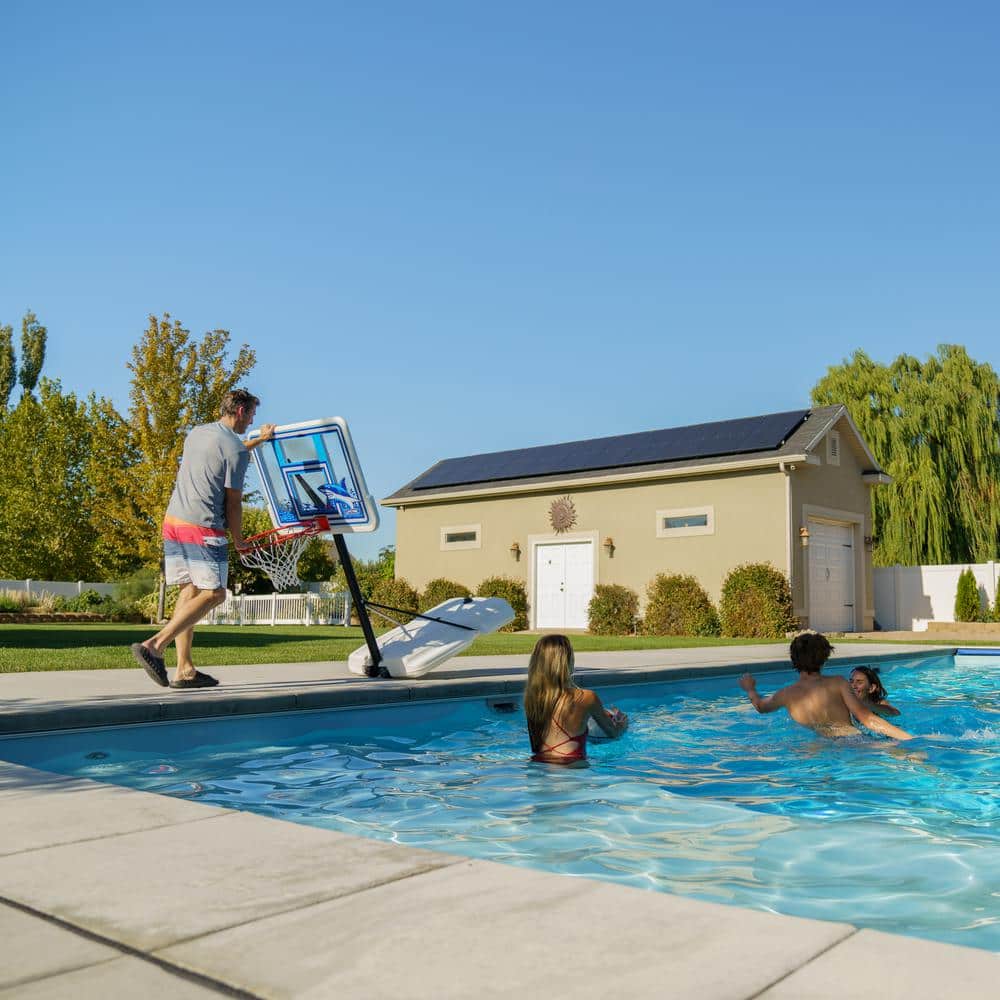 44" Blue and White Polycarbonate Poolside Basketball Hoop