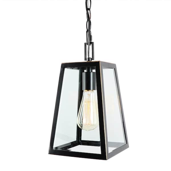 Unbranded 1 Light 13 in. Outdoor Hanging Lantern in Imperial Black
