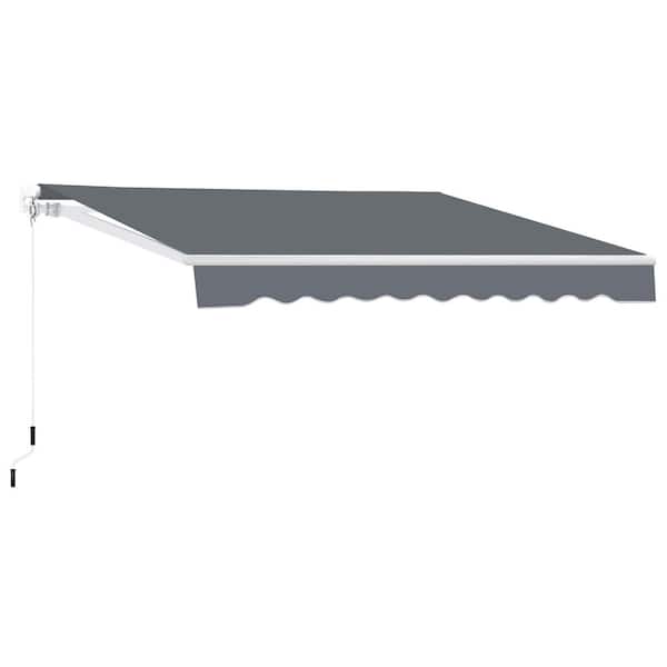 VEIKOUS 8 ft. Outdoor Retractable Awning Patio Sun Shade with UV Protection (78 in. Projection) in Gray