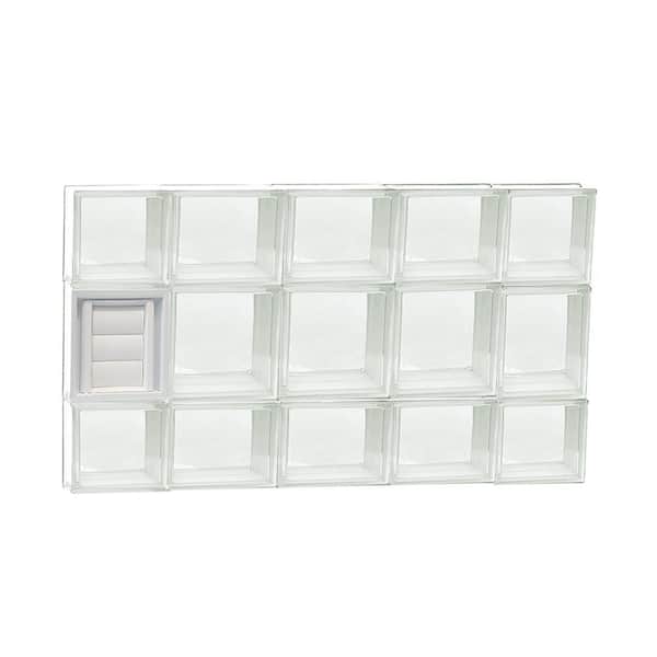 Clearly Secure 34.75 in. x 19.25 in. x 3.125 in. Frameless Clear Glass Block Window with Dryer Vent