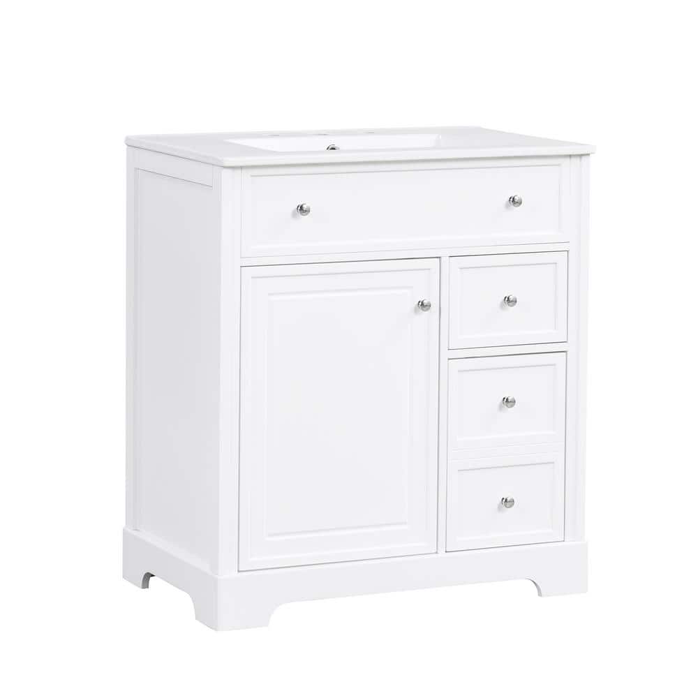 30 in. W x 18 in. D x 34 in. H Single Sink Freestanding Bath Vanity in Whit