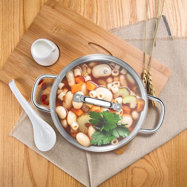 Stainless Steel Stock Pot 4 qt. Tri-ply Bottom with Glass Lid