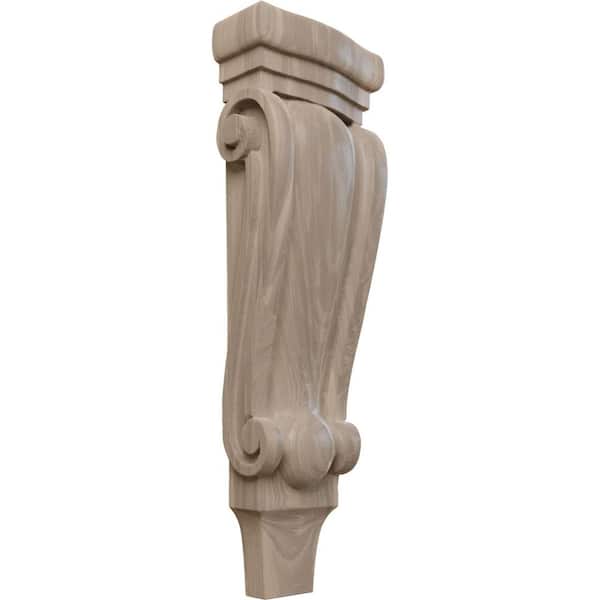 Ekena Millwork 2-3/8 in. x 5-1/8 in. x 15-1/2 in. Unfinished Wood Walnut Medium Traditional Pilaster Corbel