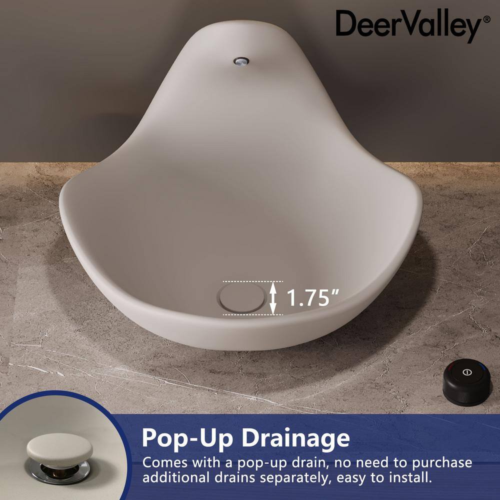 Gray White Concrete Vessel Sink with Built-In Faucet