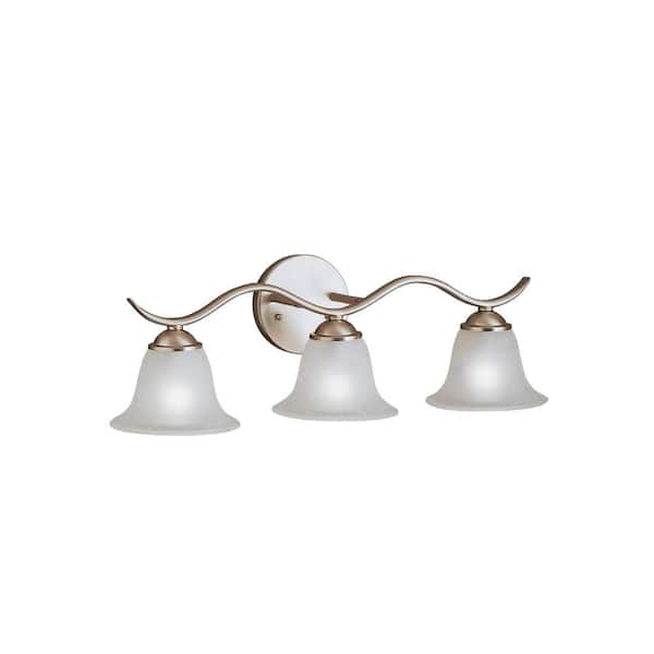 KICHLER Dover 22.5 in. 3-Light Brushed Nickel Transitional Bathroom Vanity Light with Etched Seeded Glass