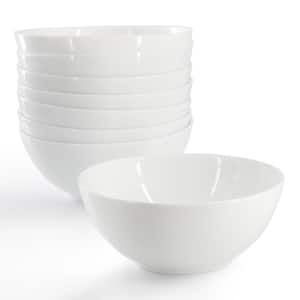 Olstead 35 fl. oz. 6.8 in. Round Break-Resistant White Opal Glass Bowl Set of 8
