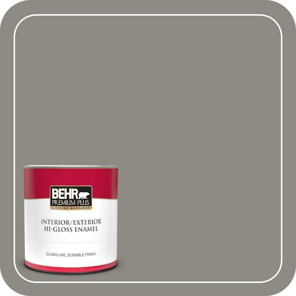 BEHR PREMIUM PLUS 1 qt. #BXC-55 Concrete Sidewalk Hi-Gloss Enamel Interior/Exterior Paint & Primer