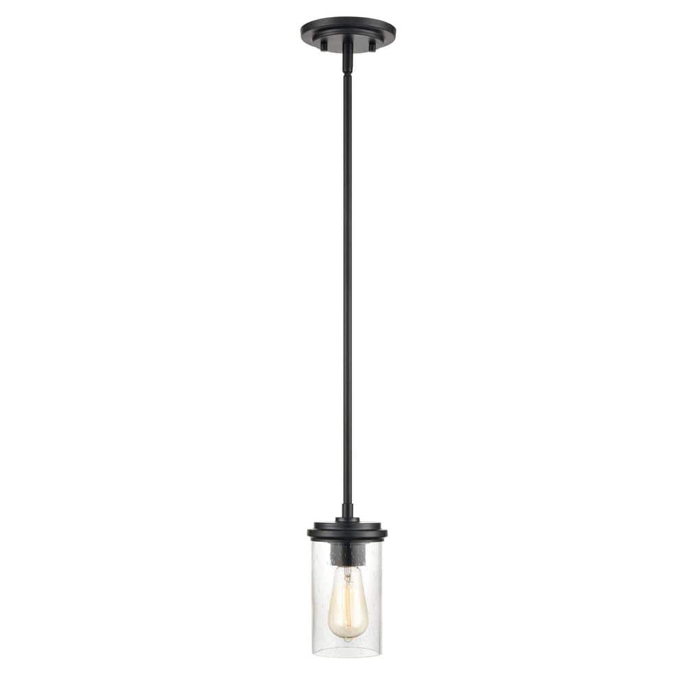 Matte Black Glass Mini Pendant Light with Wood Grain