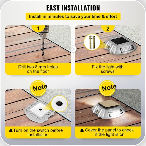 VEVOR Solar Dock Lights Low Voltage Solar Powered Integrated LED Metal Pathway  Light Pack & Reviews