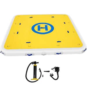 Inflatable Dock Floating Platform 3 to 4-Person Capacity 6 in. Thick Swim Dock w/ 2 Pumps Drop Stitch PVC Non-Slip Raft