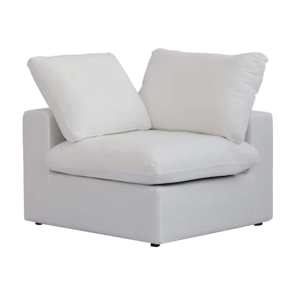 39.3 in. Square Arm 1-Piece Linen Modular Corner Sectional Sofa Couch in White (Left/Right/Corner Side Section)