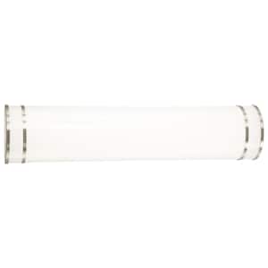 Vantage 24 in. 1-Light Brushed Nickel CCT LED Vanity Light Bar with White Acrylic Shade