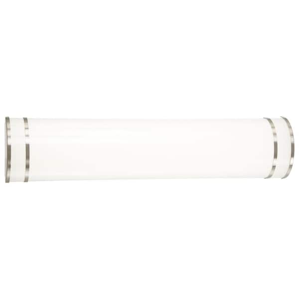 Vantage 24 in. 1-Light Brushed Nickel CCT LED Vanity Light Bar with White Acrylic Shade
