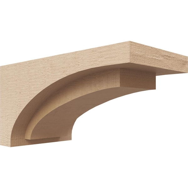 Ekena Millwork 5 in. x 5 in. x 10 in. Series 3 Wide Rivera Rough Cedar Woodgrain Timberthane Polyurethane Corbel, Primed Tan