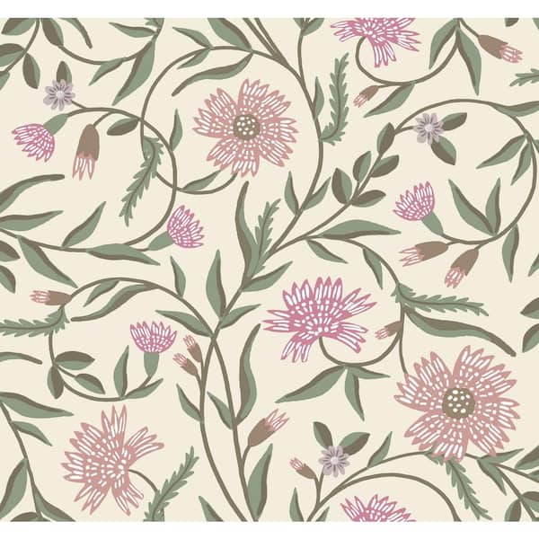 RIFLE PAPER CO. Aster Rose Purple Matte Non-Pasted Wallpaper