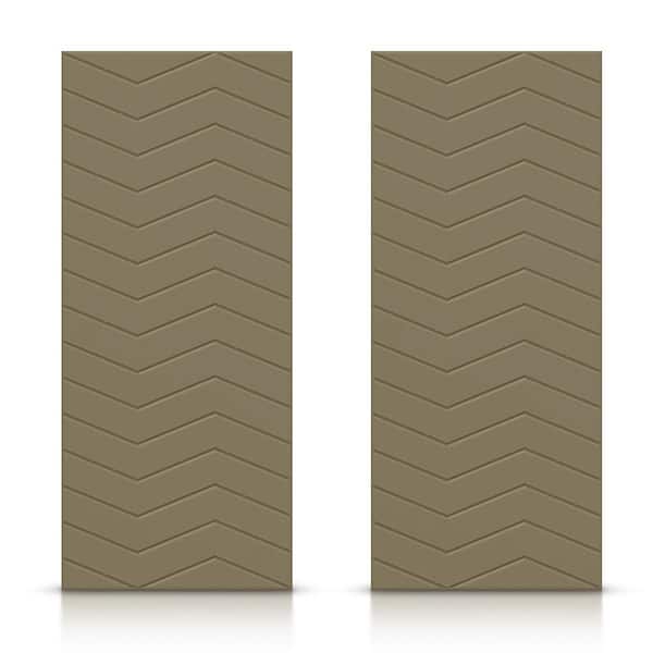 CALHOME 72 in. x 96 in. Hollow Core Olive Green Painted Composite MDF Interior Double Closet Sliding Doors