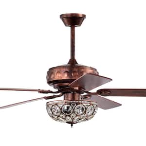 Jasiah 52 in. 3-Light Indoor Antique Copper Finish Ceiling Fan with Light Kit