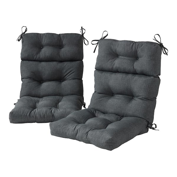 Greendale Home Fashions 22 in. x 44 in. Outdoor High Back Dining Chair Cushion in Carbon (2-Pack)