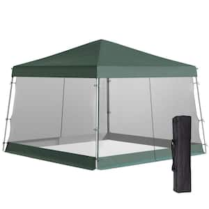 10 ft. x 10 ft. Slant Leg Pop-Up Canopy Tent with Netting, Adjustable Height for Outdoor Parties, Patios, and Gardens