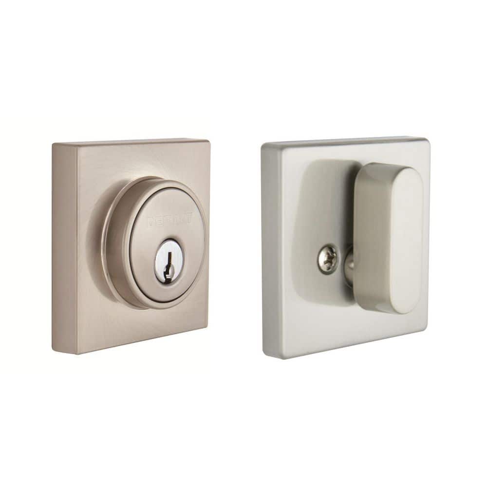 Defiant - Square Satin Nickel Single Cylinder Deadbolt