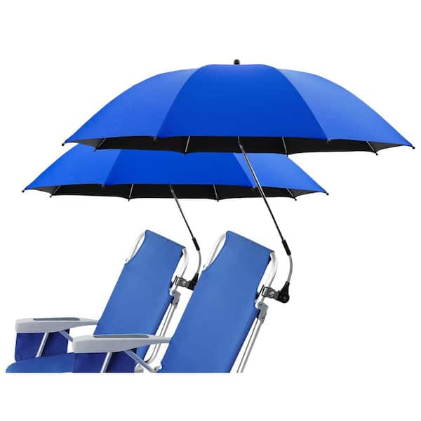 Angel Sar 2-Pack 3.2 ft. 360 ° Adjustable Chair Umbrella with Clamp, Beach Umbrella UPF50 + UV Protection, Blue
