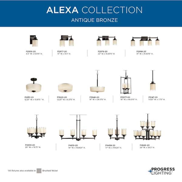 Progress Lighting Alexa 5-Light Antique Bronze Transitional Chandelier