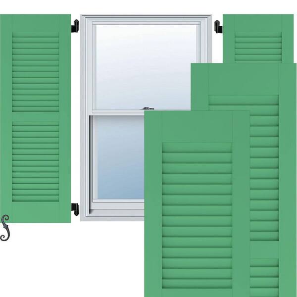 Ekena Millwork 12-in W x 72-in H Americraft Two Equal Louver Exterior Real Wood Shutters (Per Pair), Lily Pads