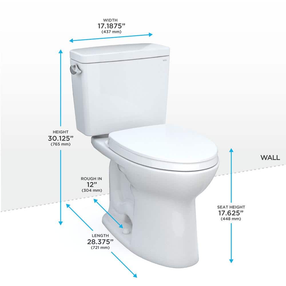 White Elongated High Efficiency Two-Piece Toilet with Seat