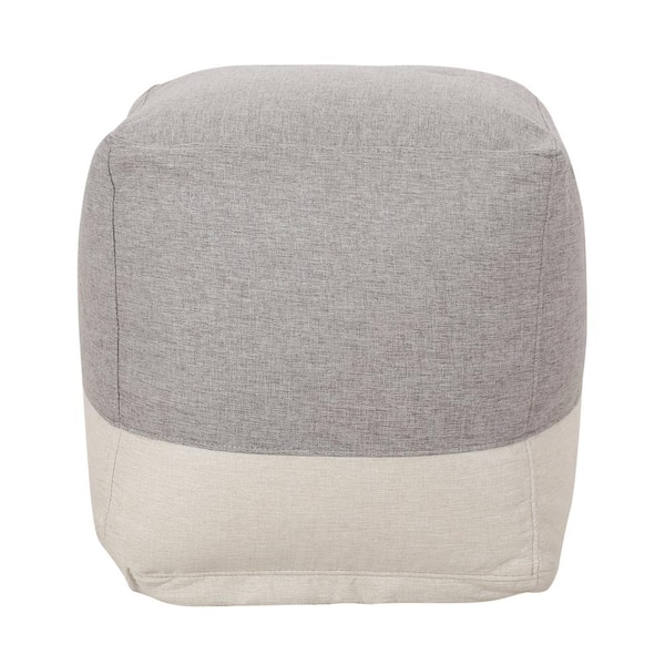 Noble House Pulaski Gray and Beige 2-Toned Cube Pouf
