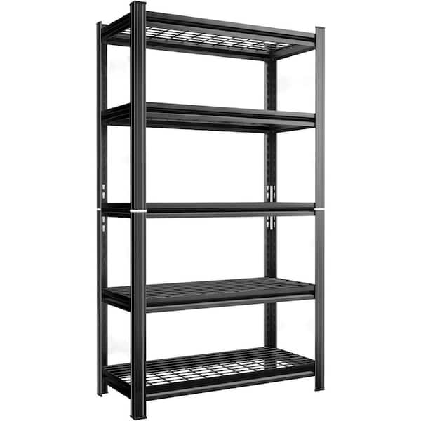 5-Tier Metal Adjustable Heavy Duty Garage Storage Shelving Unit in Black (35.4 in. W x 71.2 in. H x 15.7 in. D)