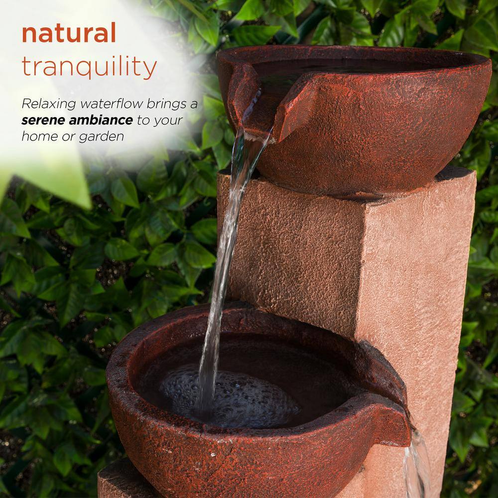 35" Rustic Bronze Polystone and Fiberglass 3-Tier Outdoor Fountain