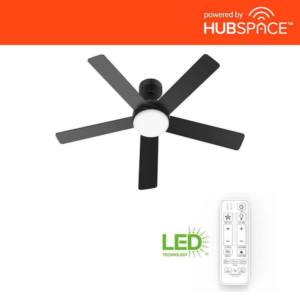 Home Decorators Collection Carley 52 in. Integrated LED Indoor Matte Black Smart Ceiling Fan with Remote Control and CCT Powered by Hubspace