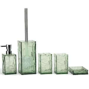 5-Piece Bathroom Accessory Set with Toothbrush Holder, Tumbler, Lotion Dispenser, Soap Dish, Toilet Brush Set in Green
