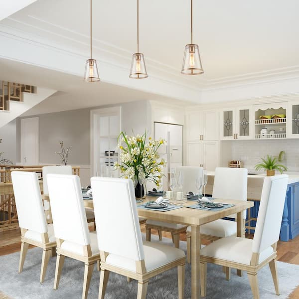 1-Light Gold Modern Pendant Lighting Contemporary Hanging Light Fixture with Clear Glass Shade for Kitchen Foyer Hallway