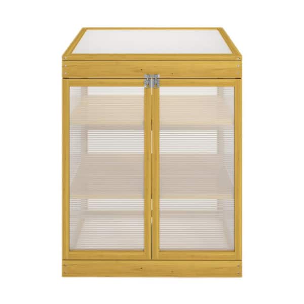 20 in. W x 30 in. D x 35 in. H Wooden Mini Cold Frame Garden Greenhouse Cabinet 2-Tier, Keep Plant Warm Enough