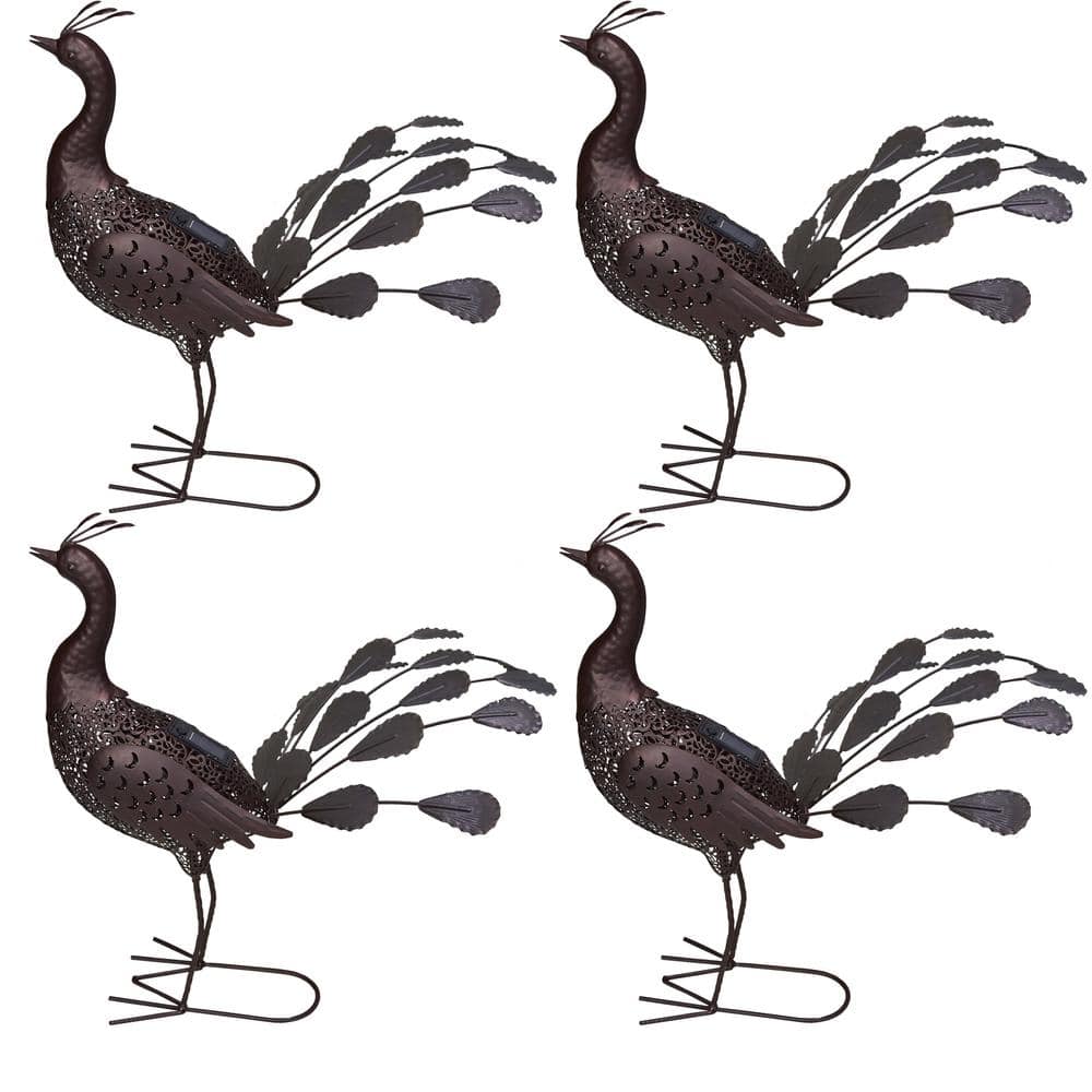 22 in. Steel Indoor/Outdoor Animal Garden Peacock Metal Sculpture Statue wi