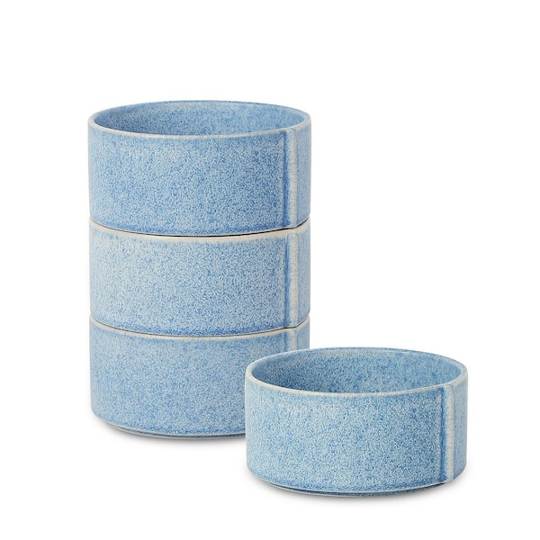 STONE LAIN Bao 25.5 fl. oz. Blue Stoneware Cereal Bowls (Set of 4)